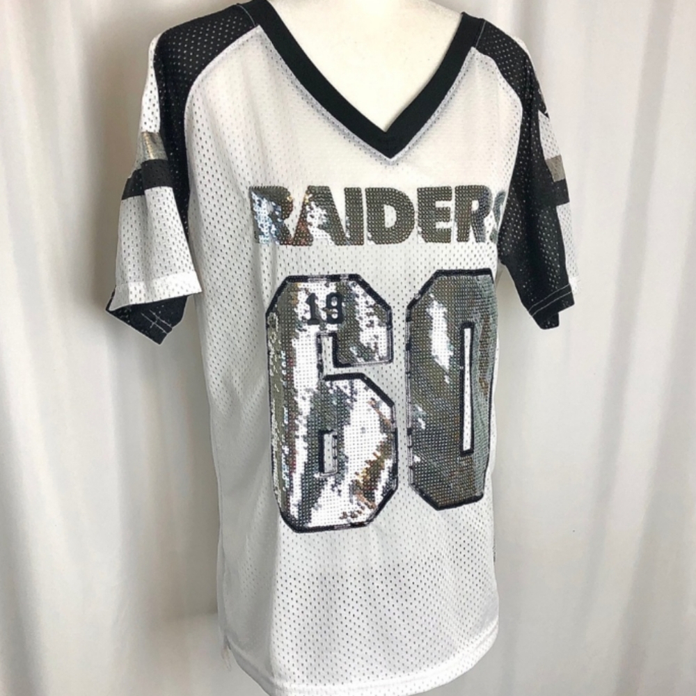 Victoria Secret Pink Sequin Las Vegas Raiders Jersey Top Medium